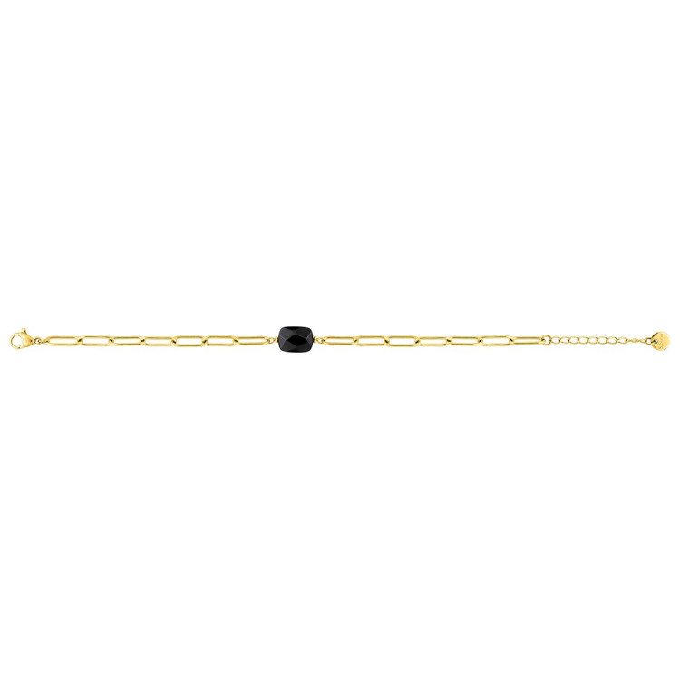 Bracelet agate noire – Acier doré | Bijouly