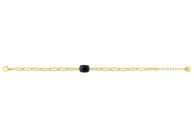 Bracelet agate noire – Acier doré | Bijouly
