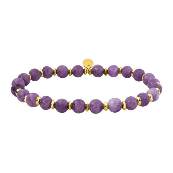 Bracelet lépidolite mauve – Acier doré | Bijouly