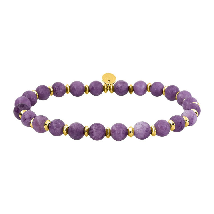 Bracelet lépidolite mauve – Acier doré | Bijouly