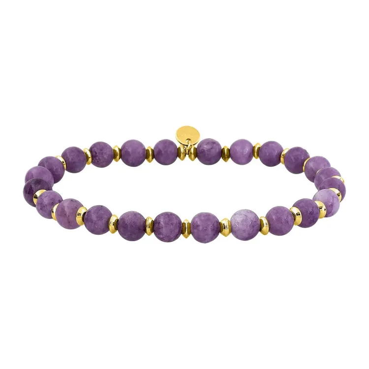 Bracelet lépidolite mauve – Acier doré | Bijouly