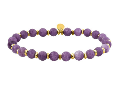 Bracelet lépidolite mauve – Acier doré | Bijouly