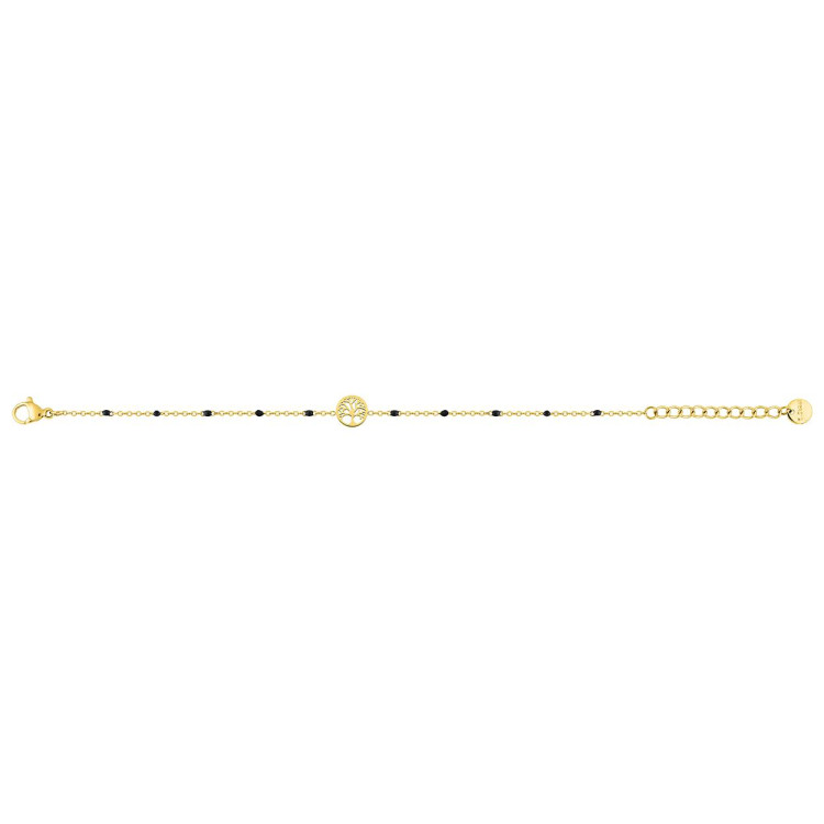 Bracelet laqué noir – Acier doré | Bijouly