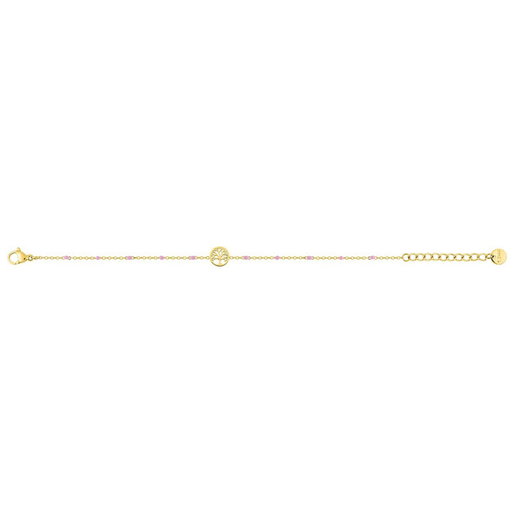 Bracelet laqué rose – Acier doré | Bijouly