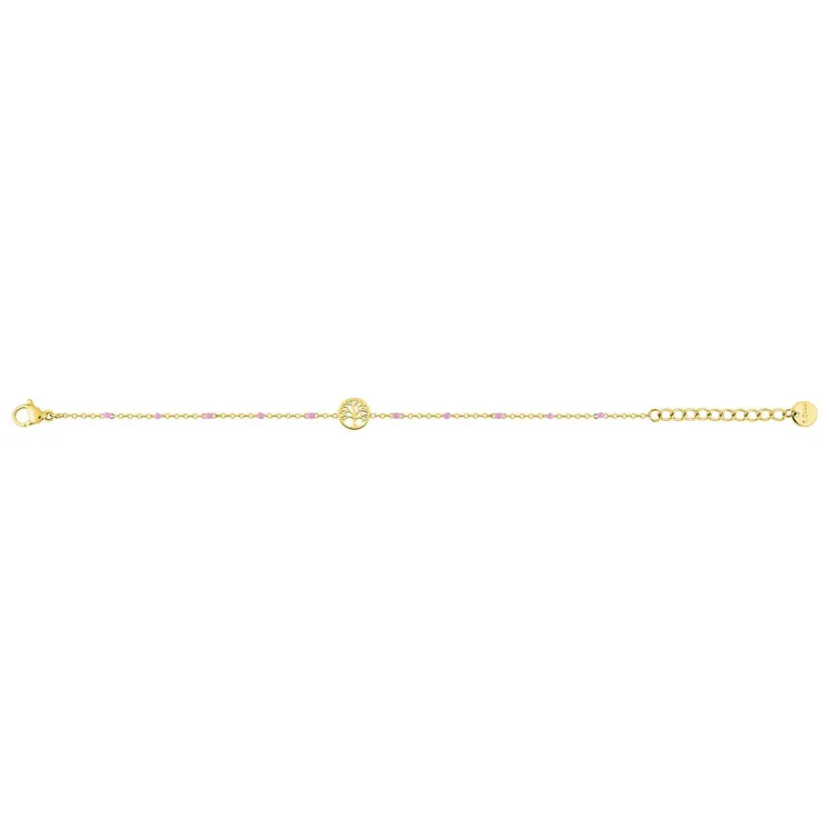 Bracelet laqué rose – Acier doré | Bijouly