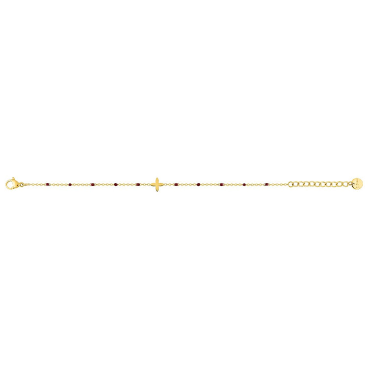 Bracelet laqué rouge – Acier doré | Bijouly