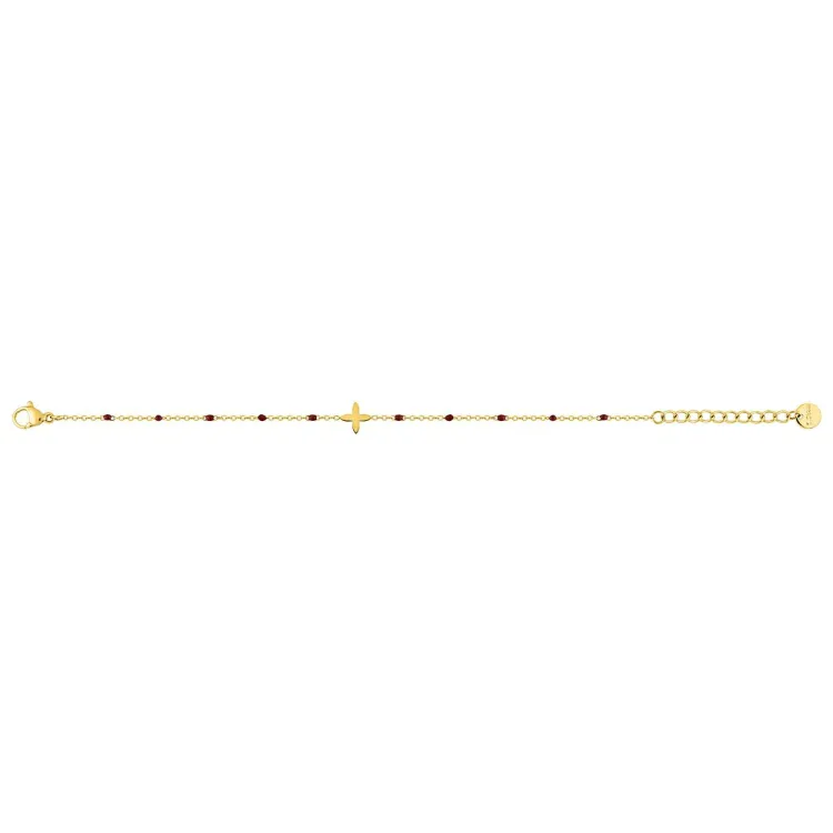 Bracelet laqué rouge – Acier doré | Bijouly