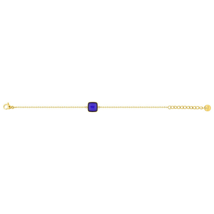 Bracelet agate bleue teintée – Acier doré | Bijouly