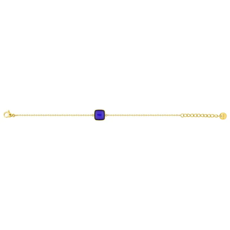 Bracelet agate bleue teintée – Acier doré | Bijouly