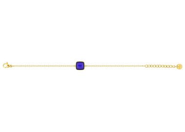 Bracelet agate bleue teintée – Acier doré | Bijouly