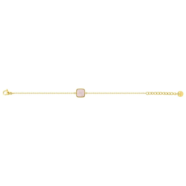 Bracelet quartz rose – Acier doré | Bijouly