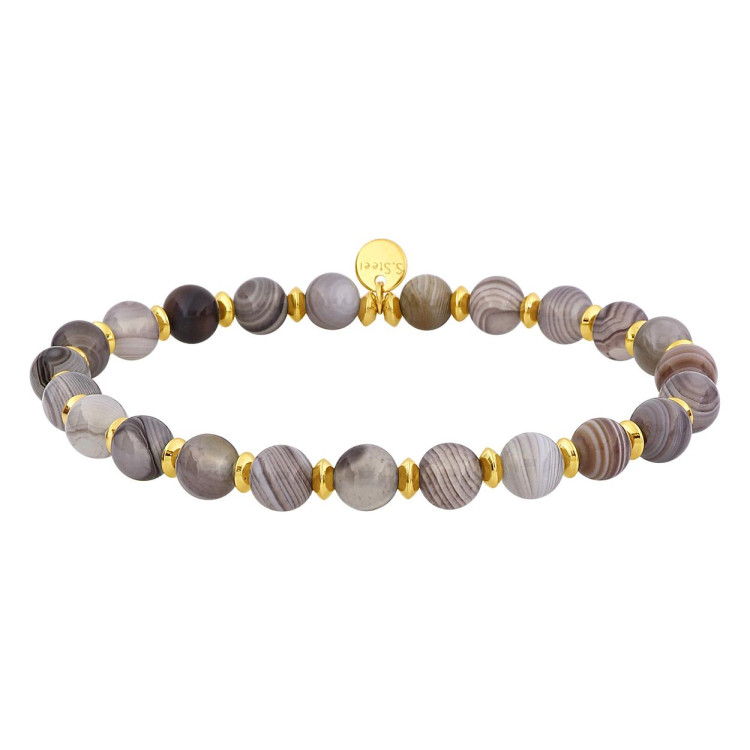 Bracelet nylon agate – Acier doré | Bijouly
