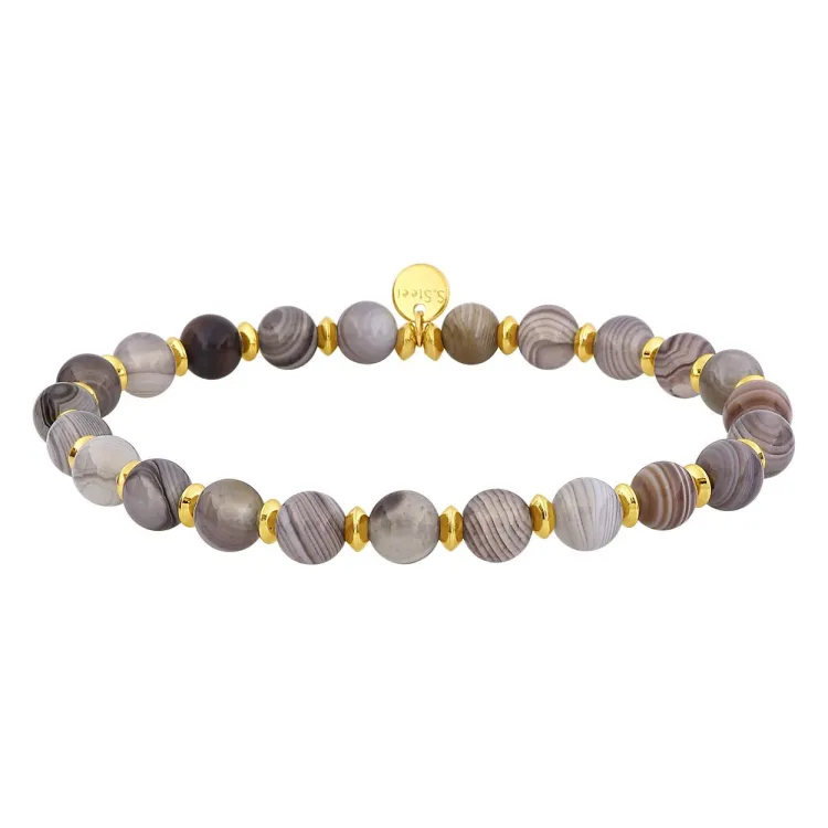 Bracelet nylon agate – Acier doré | Bijouly