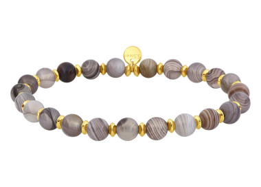 Bracelet nylon agate – Acier doré | Bijouly