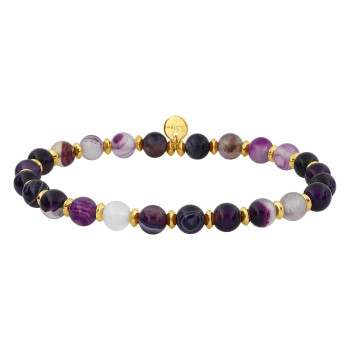 Bracelet nylon agate violette – Acier doré | Bijouly