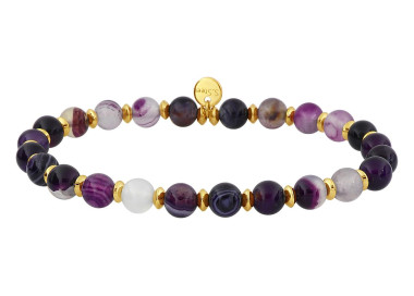 Bracelet nylon agate violette – Acier doré | Bijouly