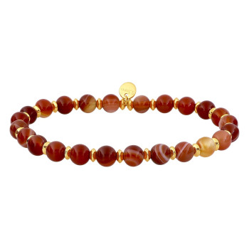 Bracelet nylon agate rouge – Acier doré | Bijouly