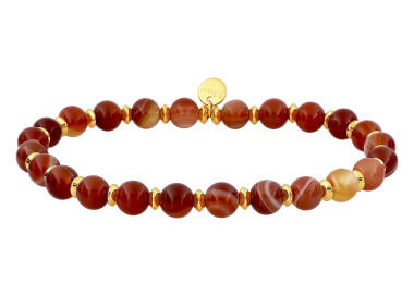 Bracelet nylon agate rouge – Acier doré | Bijouly