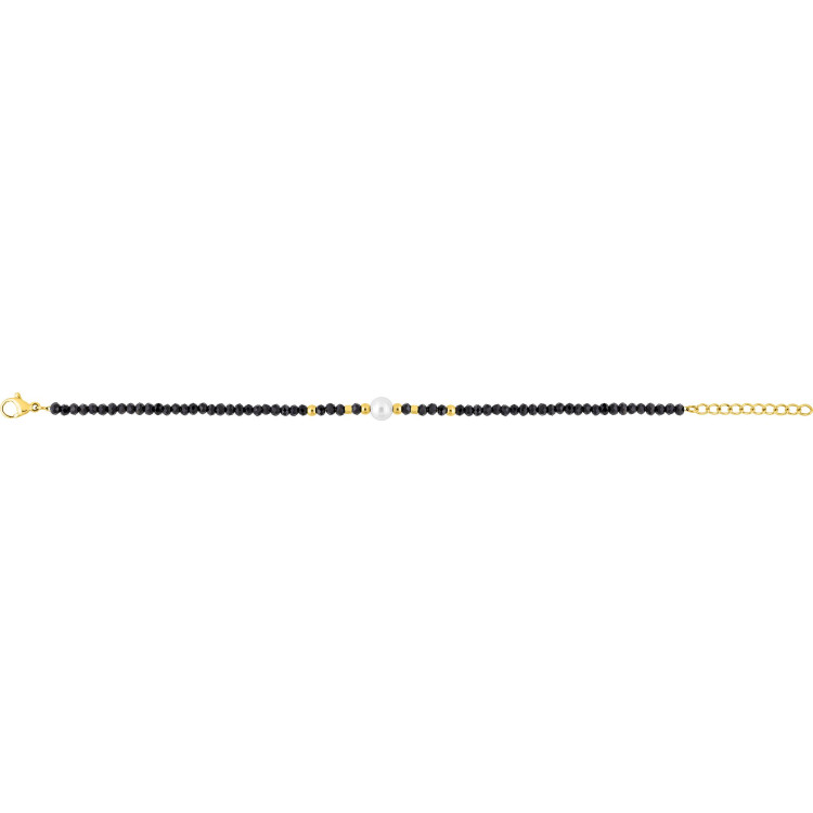 Bracelet verre noir et IP jaune – Acier | Bijouly