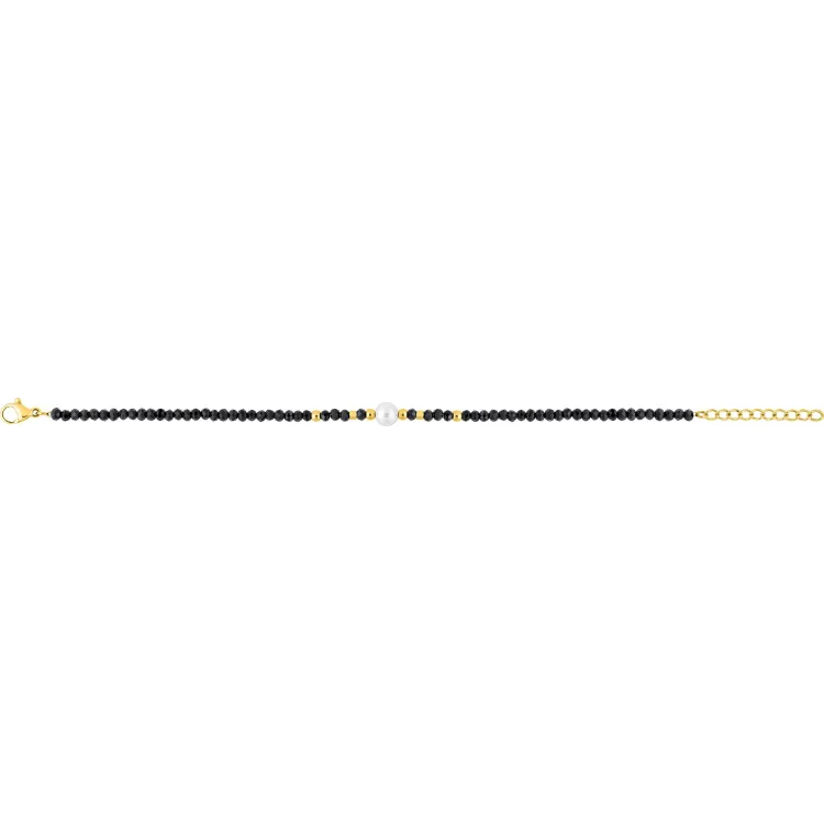 Bracelet verre noir et IP jaune – Acier | Bijouly