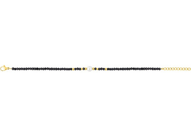 Bracelet verre noir et IP jaune – Acier | Bijouly