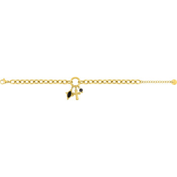 Bracelet IP jaune agate noire et spinelle – Acier | Bijouly