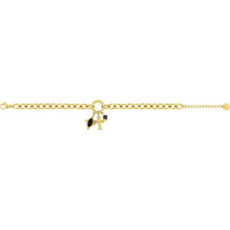 Bracelet IP jaune agate noire et spinelle – Acier | Bijouly