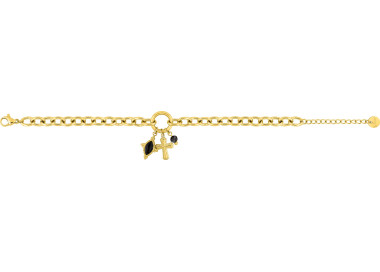 Bracelet IP jaune agate noire et spinelle – Acier | Bijouly