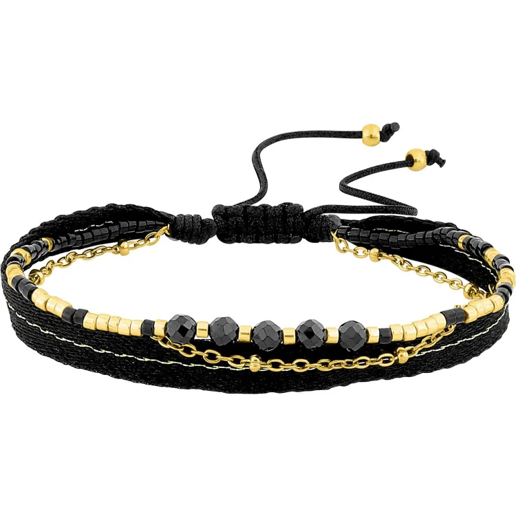Bracelet cordon nylon IP jaune et verre – Acier | Bijouly