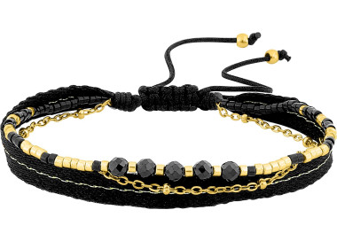 Bracelet cordon nylon IP jaune et verre – Acier | Bijouly