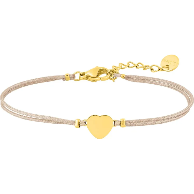 Bracelet cordon motif cœur – Acier doré (coloris 2) | Bijouly