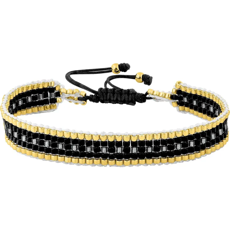 Bracelet cordon coton multicolore – Acier doré (coloris 1) | Bijouly