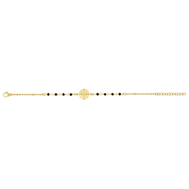 Bracelet cristal noir – Acier doré | Bijouly