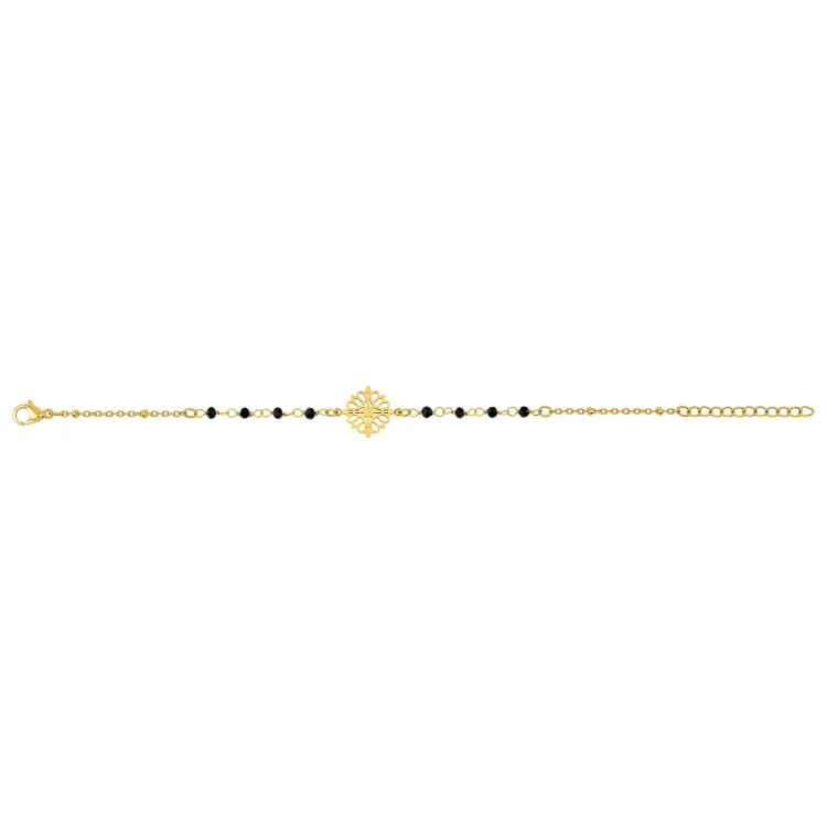 Bracelet cristal noir – Acier doré | Bijouly