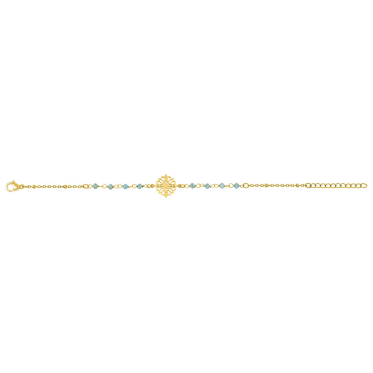 Bracelet cristal turquoise – Acier doré | Bijouly