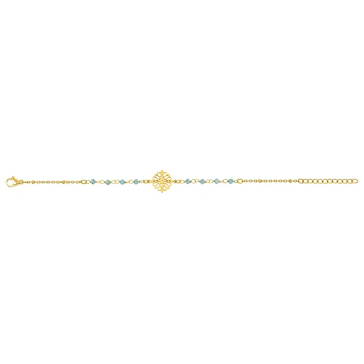 Bracelet cristal turquoise – Acier doré | Bijouly
