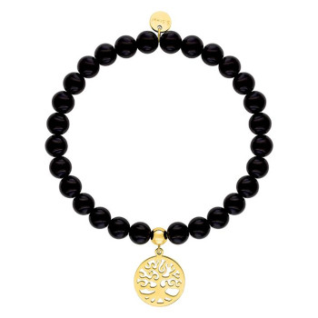Bracelet agate noire – Acier doré | Bijouly