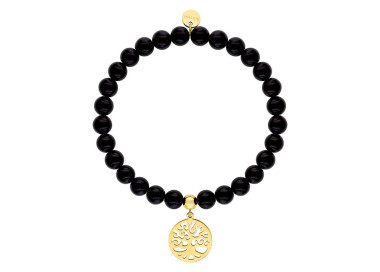 Bracelet agate noire – Acier doré | Bijouly