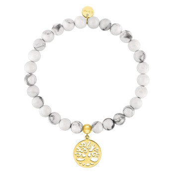Bracelet turquoise blanc – Acier doré | Bijouly