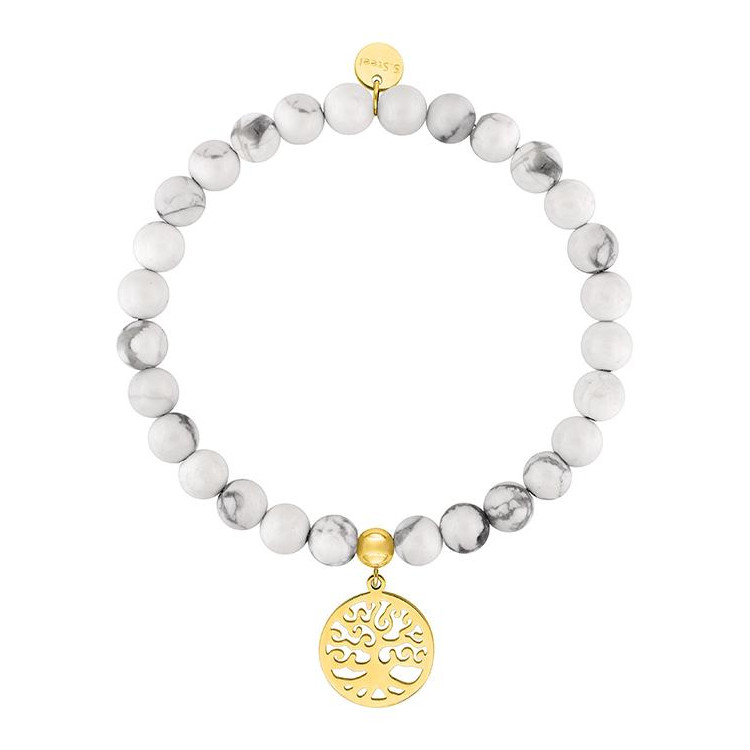 Bracelet turquoise blanc – Acier doré | Bijouly