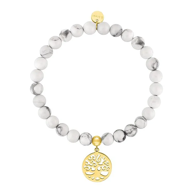 Bracelet turquoise blanc – Acier doré | Bijouly