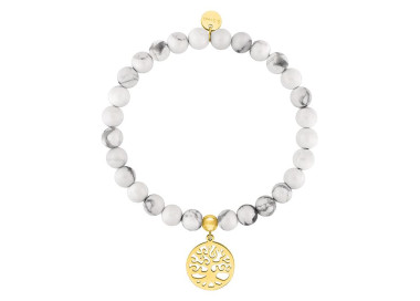 Bracelet turquoise blanc – Acier doré | Bijouly
