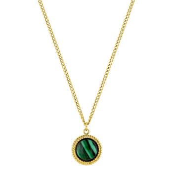 Collier malachite synthétique – Acier doré | Bijouly