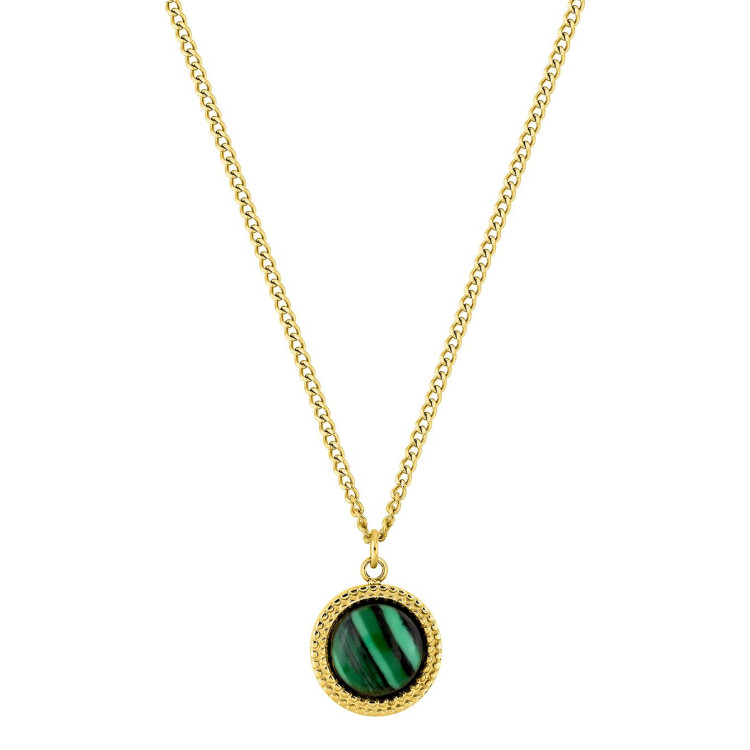 Collier malachite synthétique – Acier doré | Bijouly