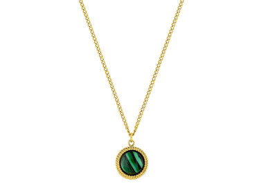 Collier malachite synthétique – Acier doré | Bijouly