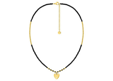 Collier pendentif cœur verre noir – Acier doré | Bijouly