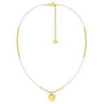 Collier Lait — pendentif cœur verre blanc 38 cm