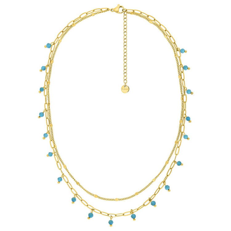 Collier turquoise synthétique – Acier doré | Bijouly