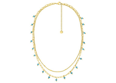 Collier turquoise synthétique – Acier doré | Bijouly