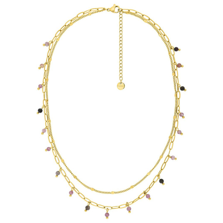 Collier tourmaline rose – Acier doré | Bijouly